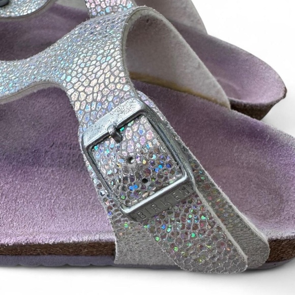 Birkenstock Sandals Glittery Silver and Purple Flip-flops Girls Size 32 (1-1.5) - Picture 7 of 8